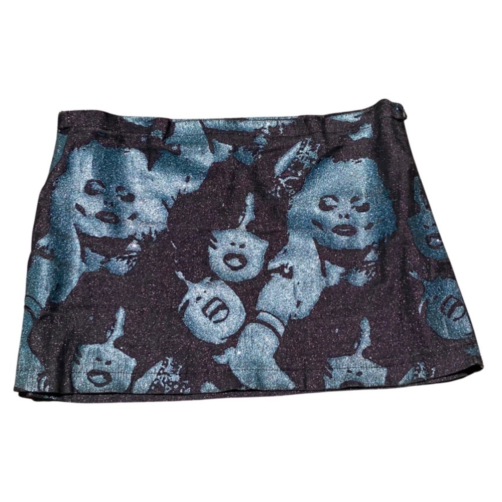 Mosquitohead 90’s Motley Crue Double Zipper Glitter Micro Mini Skirt Size S